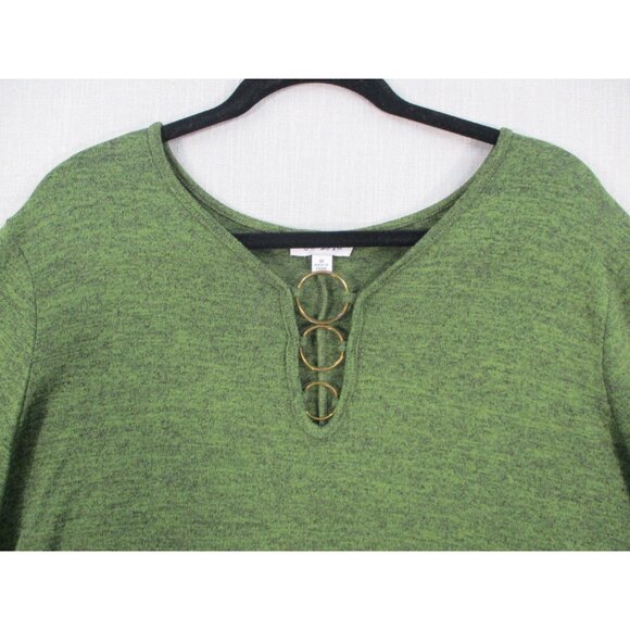 Cest La Vie Womens 3X Green Blouse Top With Gold Rings - Picture 6 of 8